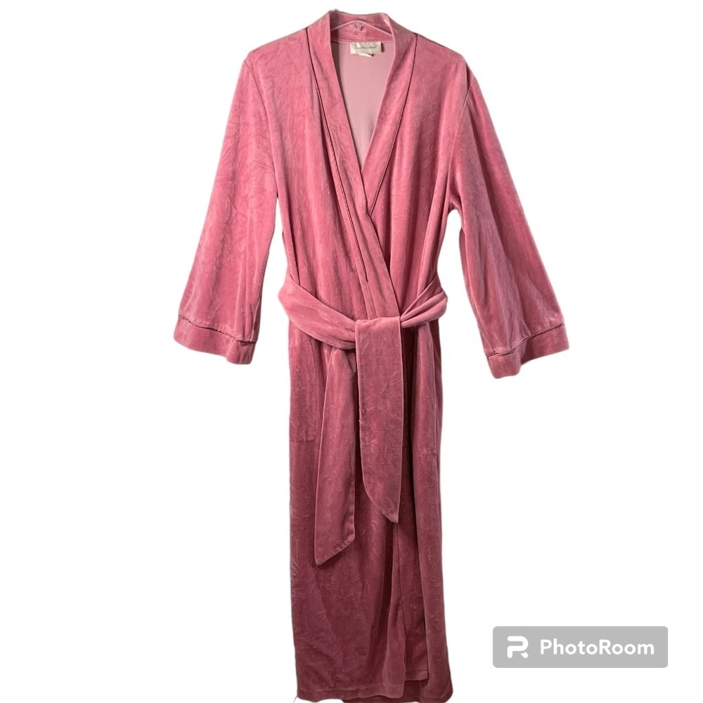 Carlton Hall Robe Women's Medium Vintage Pink Tie Housecoat Old Hollywood Lounge